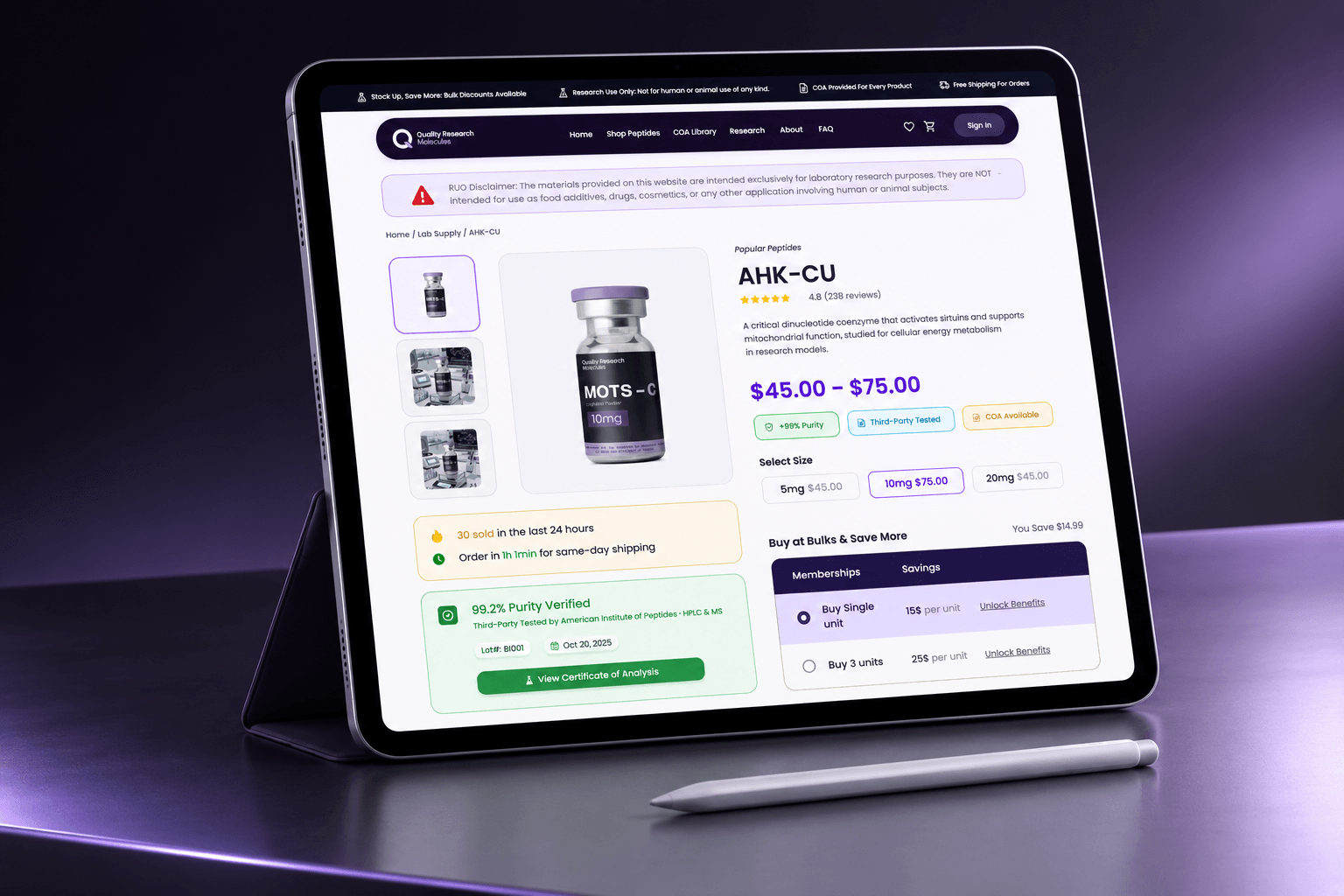 Quality Research Molecules Checkout
