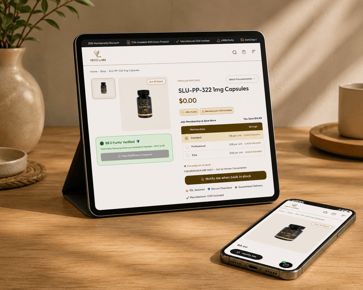 Vero Labs Product Page